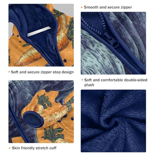 Hippo Orange Carrots Toddler Fleece Jacket Girl Boys Hooded Fleece Jacket Coat Warm Outwear Zip-up 3-10T3