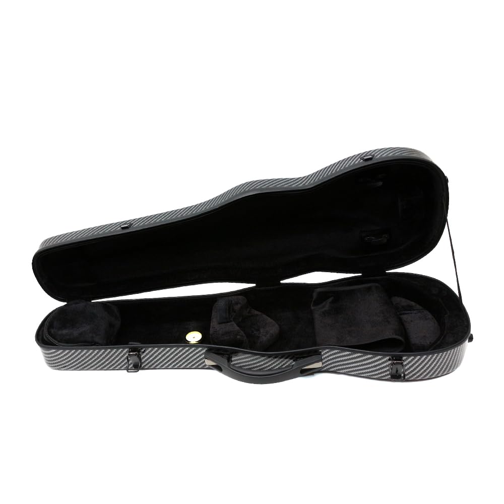 Custodia per violino 4/4 Full Size in fibra di vetro in fibra di carbonio guscio rigido impermeabile custodie da viaggio per violino con cinghie posteriori (nero)