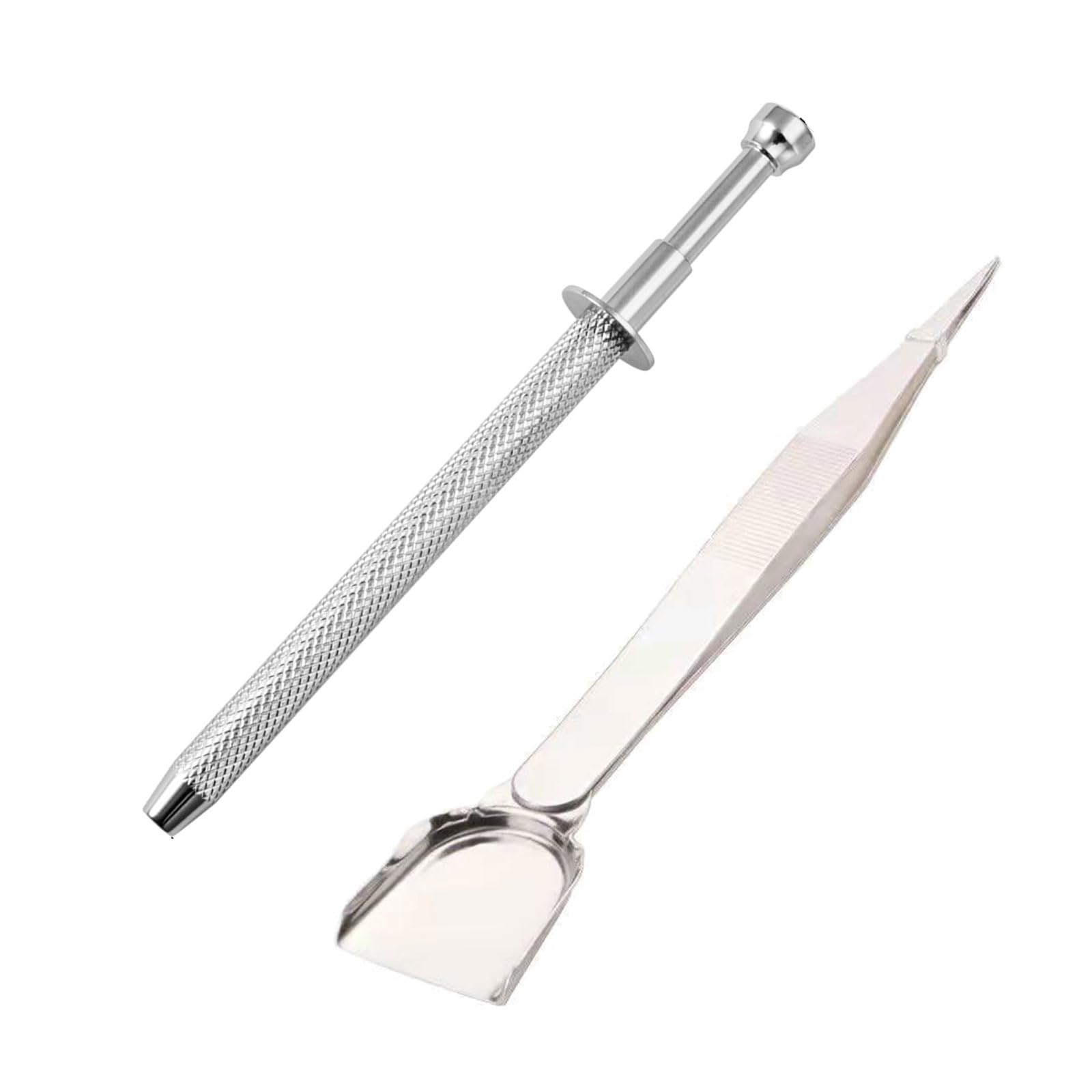 2 Pack Gemstones Grabber Stainless Steel Tweezers Jewelry Tweezers Gemstones for Jewelry Repair and Creation