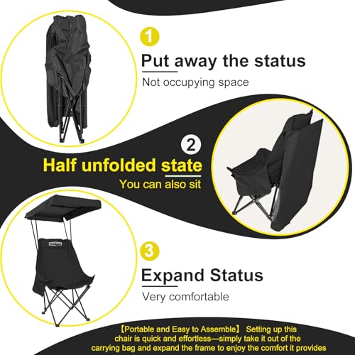 Silla de Camping Plegable YOUNG WOOD Modelo YW-CC-002Black Negra 2 Plazas miniatura 5