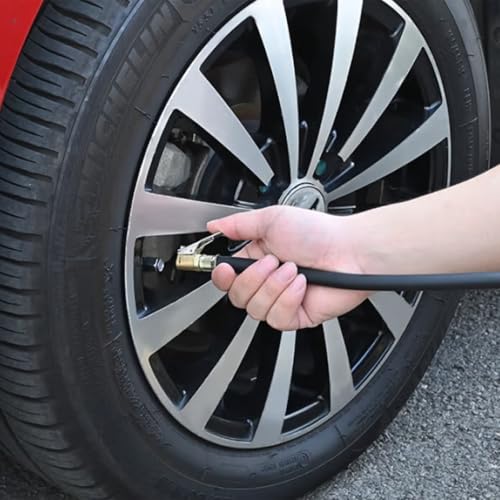 Image of Tire Inflator with Pressure Gauge, Heavy Duty Air Chuck with Gauge Rubber Hose for Air Compressor Tire Inflator Attachment, 230PSI, 16BAR