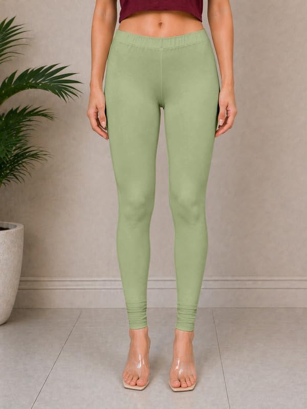 Image of TRENDMALLS Women's Microfiber Elastane Stretch Soft Churidar Length Leggings with Ultrasoft Waistband