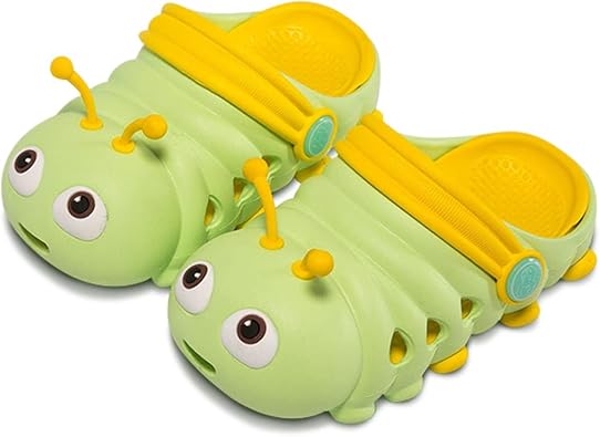 Toddler Kids Cute Caterpillar Clogs Garden Shoes Boys Girls Non-Slip Soft EVA Slip On Slides Slippers Indoor Outdoor Children Water Shoes Shower Beach Pool Sandals