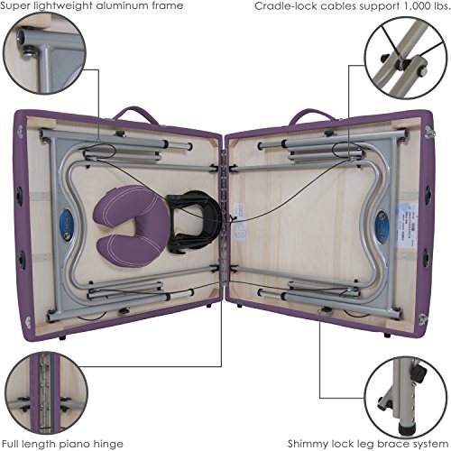 Image of EarthLite Portable Massage Table Luna - 30 inch Wide, CFC Free Professional Foam, Weighs Only 29lbs, Patented, Strong Aluminum Reiki Frame (Working Weight 750lbs), Amethyst