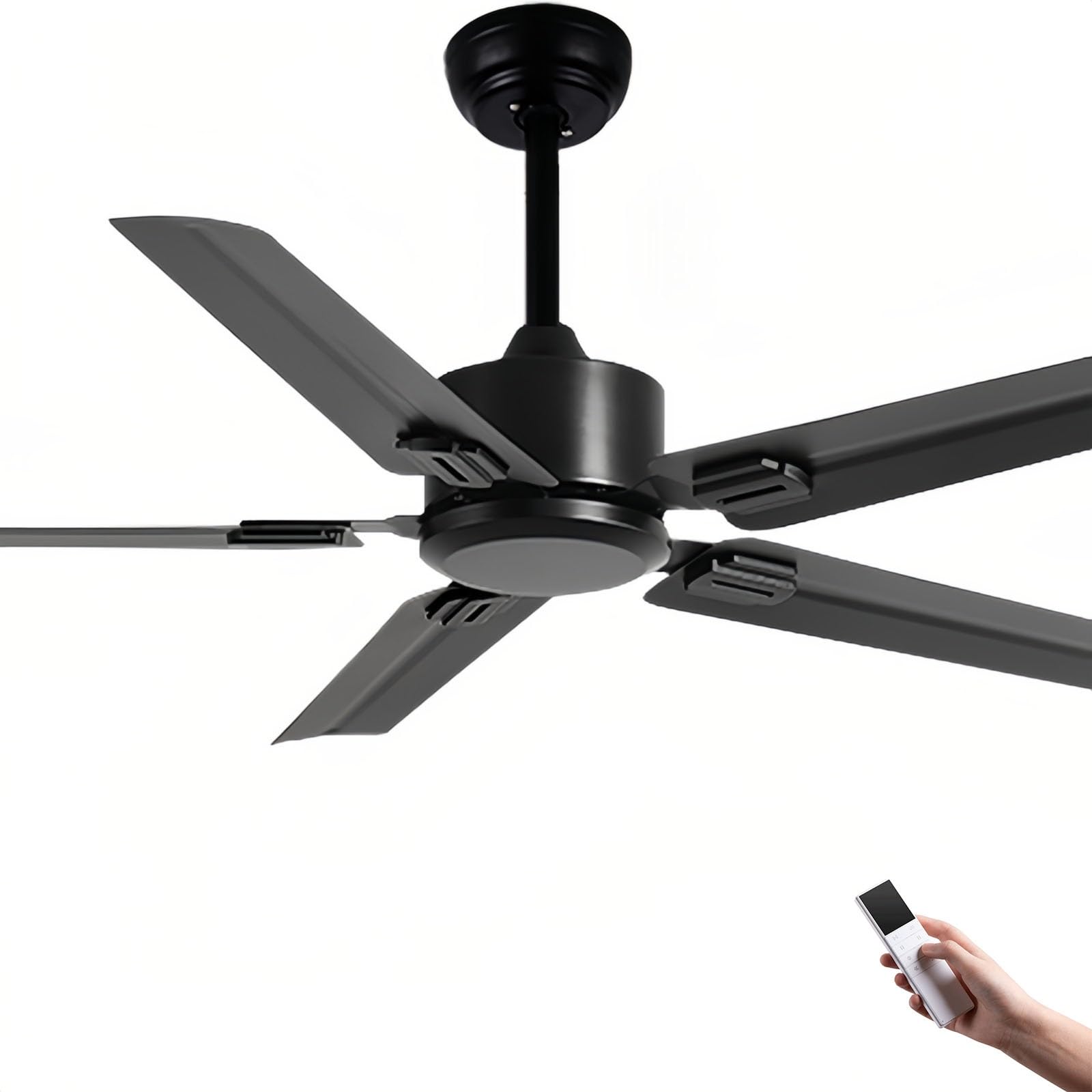 Gzdxbf One Color Silent Fan, Industrial Ceiling Fan Without Lights, 5 Blade For Indoor Outdoor Ceiling Fans With Remote, Reversible Noiseless Motor(52In/132Cm)