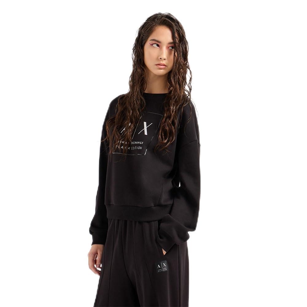 Armani Exchange Sustainable, Black Edition, Round Neck Maglia di Tuta Donna