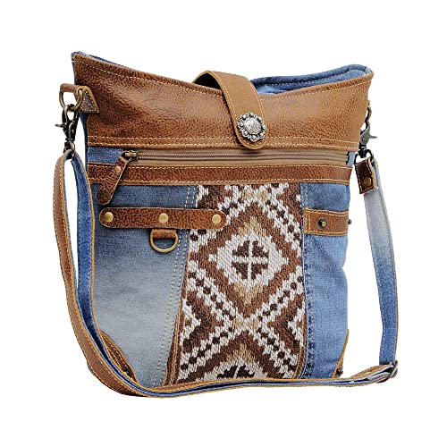 Myra Bag Western Leather Shoulder Bag for Women - Upcycled Canvas Crossbody Sofia Mia2
