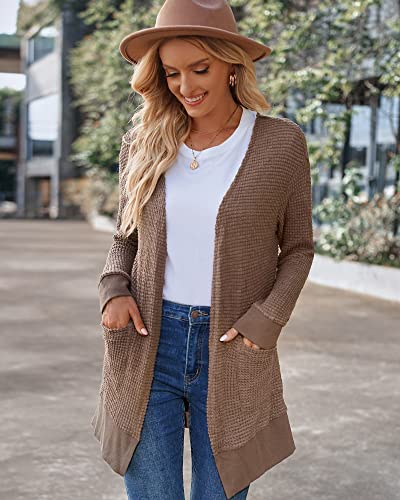 Image of STYLEWORD Women's Fashion Cardigan Sweater Lightweight Open Front Long Casual Beach Kimonos Outfits with Pockets
