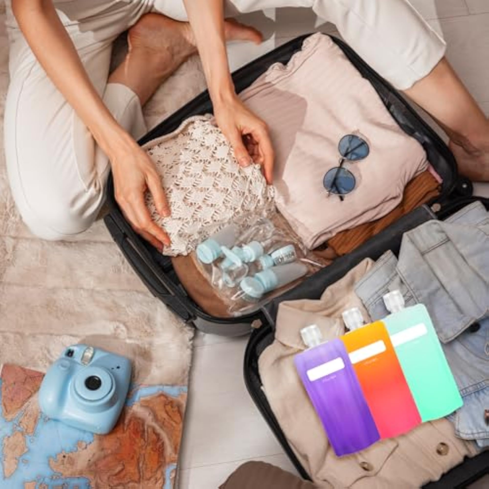 6 Pcs Travel Pouches for Toiletries, Leak Proof Containers