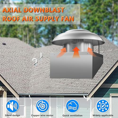 Image of Roof Mount Direct Drive Makeup Air Unit - 26 inch Downblast Supply Fan, 1 /3 HP 115V, 2400 CFM