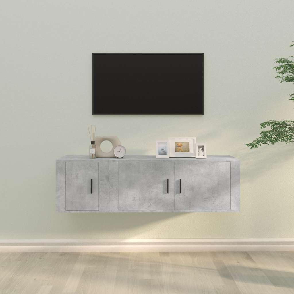 Genérico Set de Muebles de TV 2 pzas Madera contrachapada Gris hormigón,Mobiliario,Muebles TV,Gris,29.45 kg,3188426