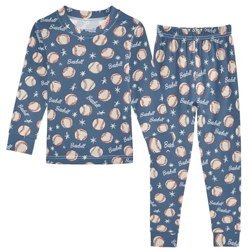 ALAZA Blue Ball Baseball Star 2 Piece Pajama Set Long Sleeve Top and Pants Sleepwear Unisex