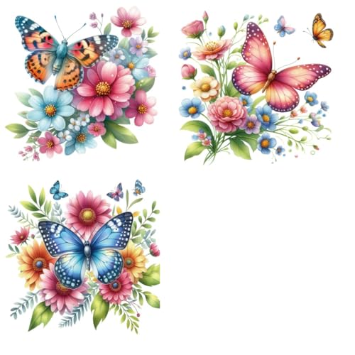 Spring Butterfly Sublimation Iron Transfer Patch Heat Transfer Sticker Vinyl Design Iron Applique T-Shirt Clothing DIY Craft Applique Clothing Decoration (P2)