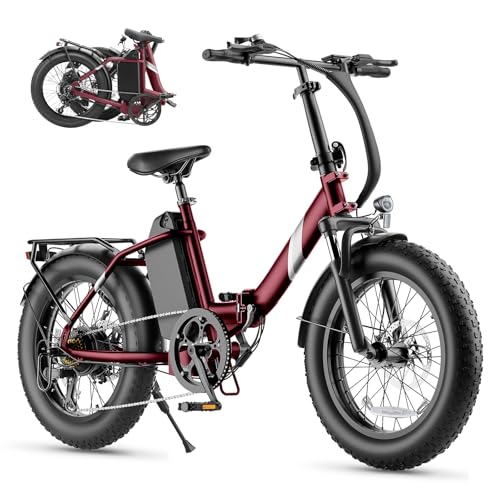 Touroll S3 E-Bike Klapprad 20 * 3.0 Zoll Fat Tire Elektrofahrrad 250W Motor 36V 13Ah Akku bis 65-100km Präzise 7-Gang Schaltung Tiefeinsteiger Pedelec für Damen/Herren Pendler