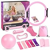Pilates Set 13 Stück Home Pilates Essentials Workout Set ,13" /33CM Pilates Ringe, 10" /25CM Pilates Ball,Pilates Socken und Widerstandsbänder, Home Pilates Set, Pilates Set für Zuhause für Anfänger