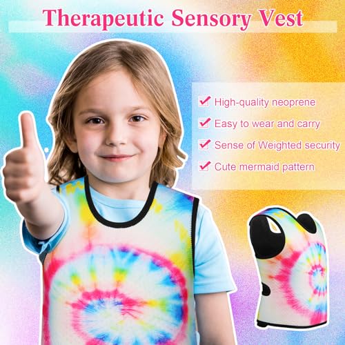 Image of Janmercy Kids Compression Vest Ages 2 to 9 Soft Adjustable Breathable Neoprene Comfort Vest for Boys Girls School Home Daily(Tie Dye,Small)