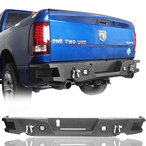 u-Box Ram 1500 Rear Bumper HD Rear Back Step Bumper for 2009-2018 Dodge Ram 1500 P/U Trucks - Texture Black Ram Steel Back Bumper
