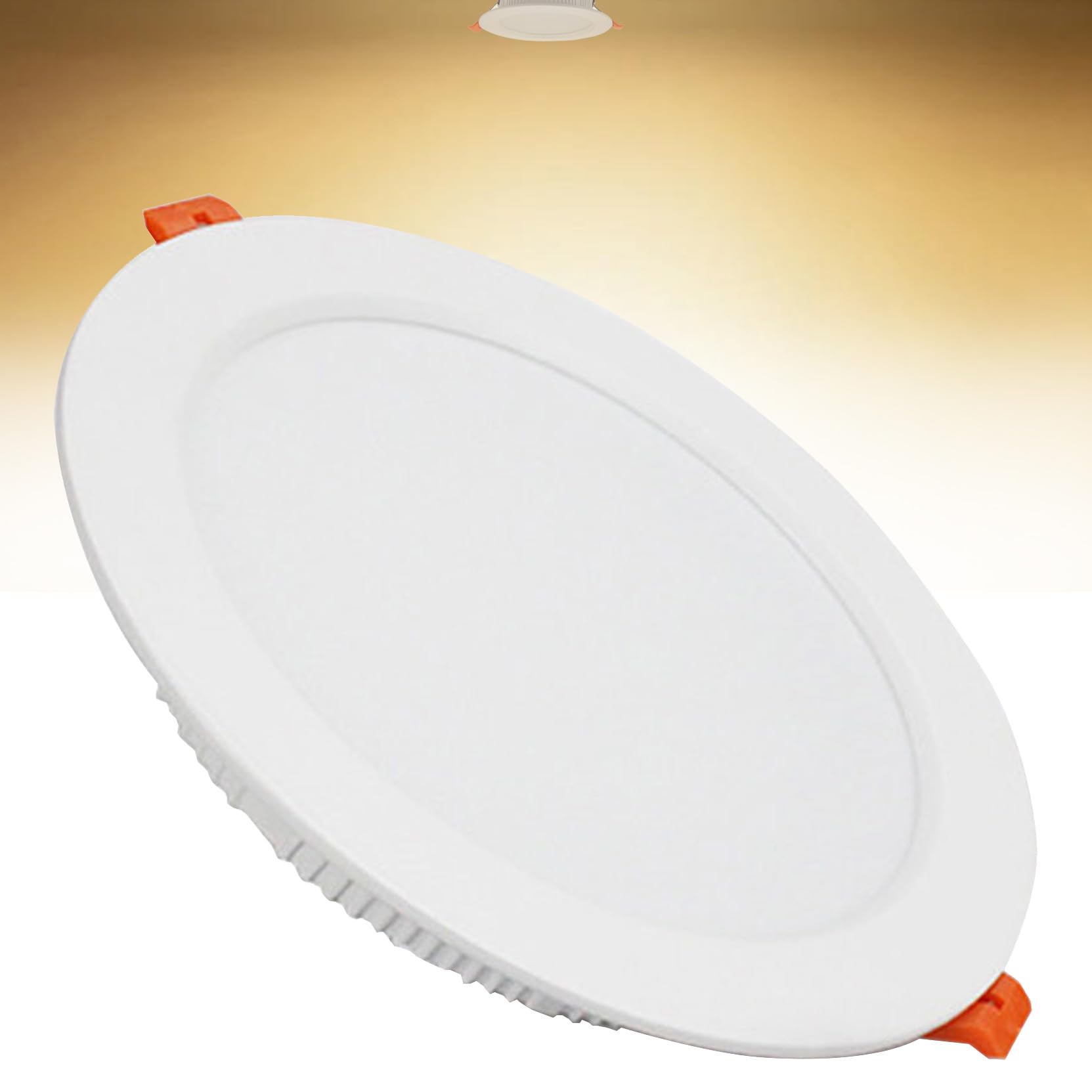 Syibelters 18W LED Recessed Ceiling Spotlights, 3000K Warm White Ultra Slim Panel Light, Cut Φ150-160mm, AC110-240V Round Downlights for Living Room Office, 1 Pack