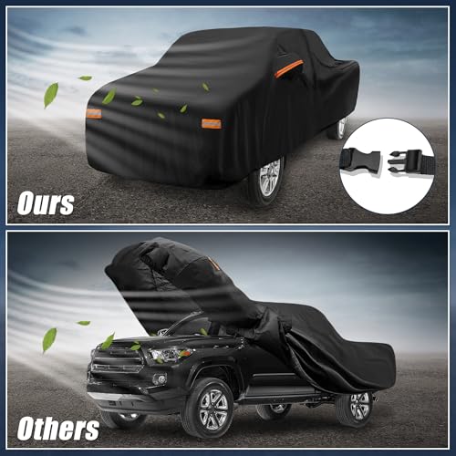 Image of X AUTOHAUX Car Cover for Toyota Tacoma Crew Cab Pickup 2005-2021 Aluminum Film Outdoor Waterproof Sun Rain Snow Hail Protection with Driver Door Zipper