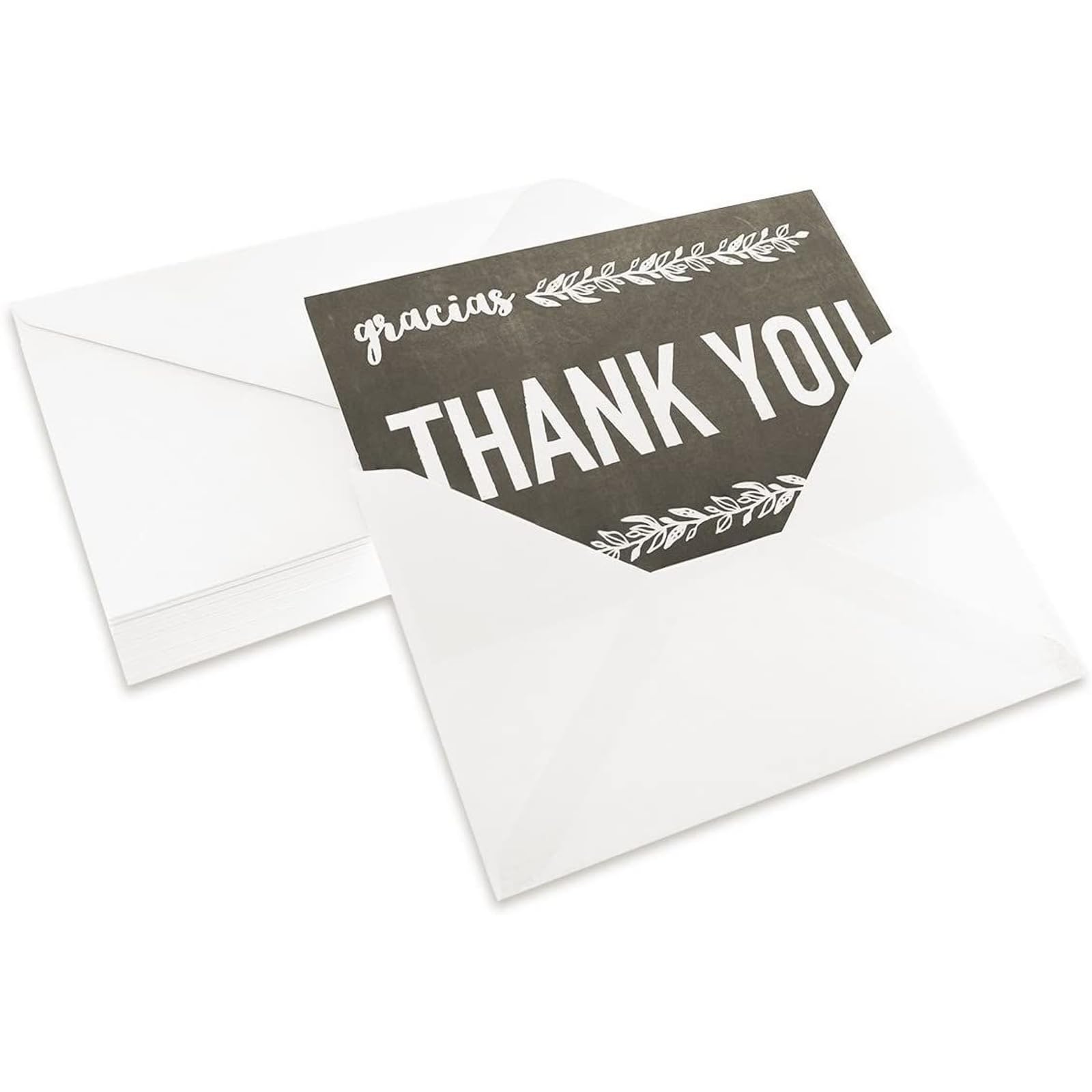 Lot de 144 cartes de remerciement avec enveloppes, 6 tableaux noirs et blancs assortis, notes en vrac pour remise de diplôme, fête prénatale, anniversaire, 10,2 x 15,2 cm