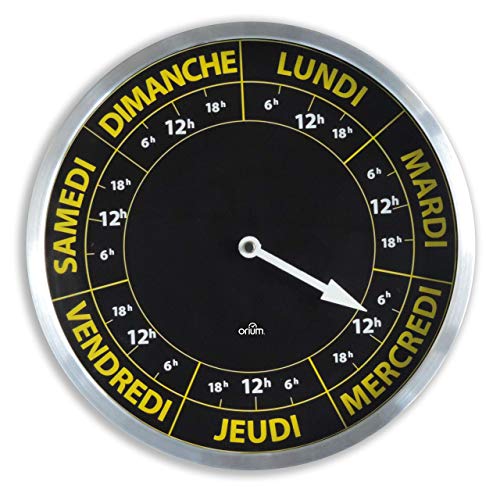 Orium 3661474110830 Horloge Contraste hebdomadaire 30cm, Noir