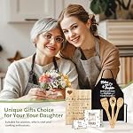 Daughter Gift from Mom, Christmas Kitchen Gifts for Daughter, Birthday Gift Wooden Cutting Board with Cooking Utensils Set with Apron Set, Great Mom Present for Her - Image 5
