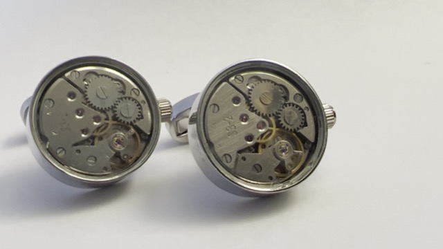 Mancuernillas Steampunk Movimiento Plata Reloj Funcional miniatura 7