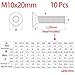 M10-1.5 x 20mm Flat Head Socket Cap Screws Bolts, Stainless Steel 18-8 (304), Bright Finish, Allen Socket Drive,Machine Screws Inner Hex Screw Fasteners Bolts 10 Pcs