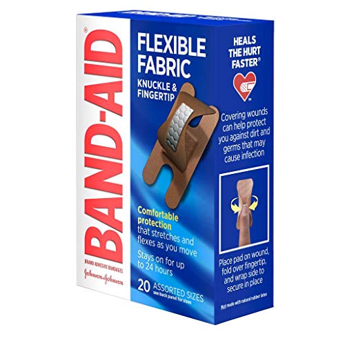 Bandaid Flexible Fabric Knuckle & Fingertip Bandages, Assorted, Box of 20