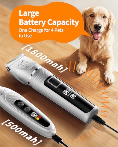 iBTC Professional Dog Grooming Kit at Home: All-in-One Quiet Clippers & Nail Grinder with LED Light, Cordless Dog Shaver, Safe Poodle Grooming Kit for Paws, Face, Ears & Body(White Combination) - Image 4