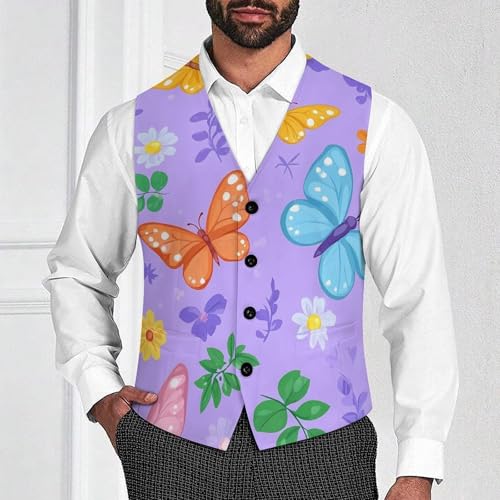 Butterflies Mens Slim Fit Suit Vest Dress Waistcoat Casual Business Vest2