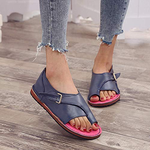 Women's Orthopedic ls Open Toe Leather Flat Sole l Shoes Casual Corrector ls for Summer Outdoor Hiking Walking Beach ls (Green 37 EU)4