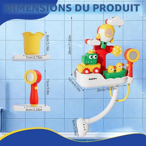 Jouets de bain cascade de fusée interactive avec propulsion d'eau pour baignoire