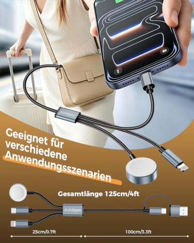 3-in-2 Ladegerät für apple watch ladekabel 1.25M USB-C – Ansicht 5