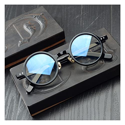 Vintage okrągłe niebieskie okulary do czytania blokujące światło, czytniki profesorów, okulary komputerowe (kolor: przezroczysty, rozmiar: 2,5 x)