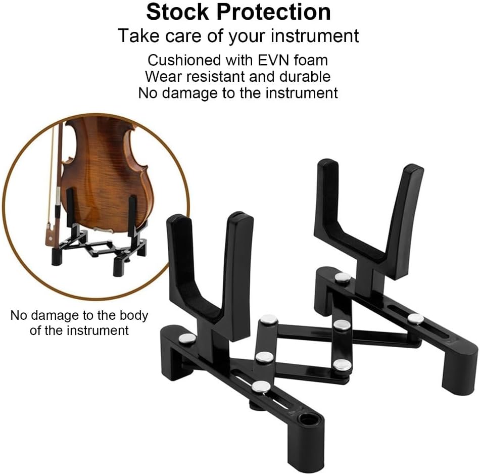 Stand Musical Instrument Stand Foldable - ABS Material Lightweight Holder with Bow Holder for Violin and Ukulele,Portable Storage Design(Black)