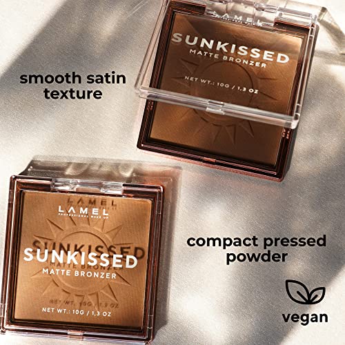 Lamel Sunkissed Matte Bronzer Face Powder - Non-Shimmer, Long Lasting, Non-Greasy Bronzing Organic Makeup Formula - Matte Finish - Natural Tan Skin - N. 401-0.35Oz. #TOP5