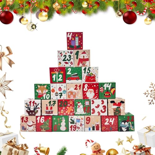 Calendario de Adviento Rellenable | Calendario De Adviento De 24 Días Con Juguetes | Organizador Contenedor Vacío para Fiestas Infantiles Actividades de Niños y Niñas