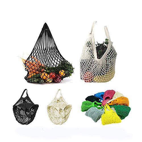 4Pcs Reusable Produce Grocery Bag, Portable Mesh Cotton Net Market String Bag Organizer