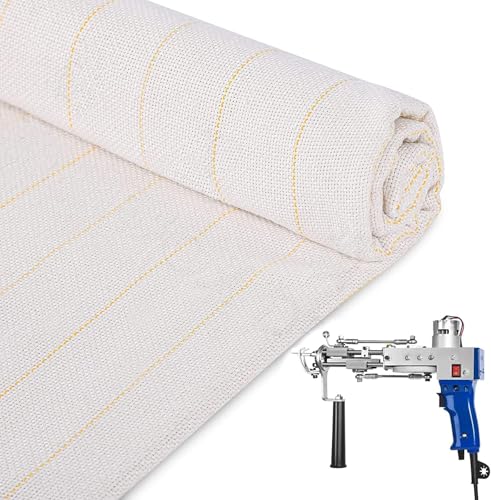 ZOWWFAST Tufting Cloth,Monks Cloth with Marked Yellow Lines for Tufting,Professional Punch Needle Fabric for Tufting Guns for Handmade Rugs | Tapestries 79 x 85 Inchs