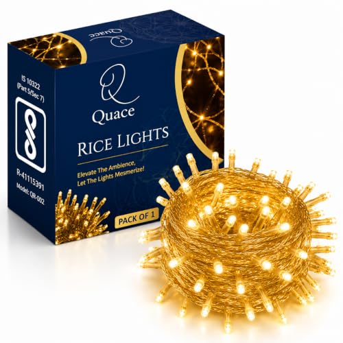 Image of Quace LED Fairy String Lights 72 Feet Warm White, 72 LEDs on Decorative String Lights with Flexible Wire for Diwali, Wedding, Balcony, Bedroom, Party, Indoor & Outdoor Home Decoration, Pack of 1