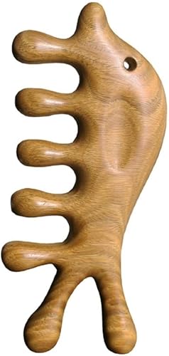 SAEEYCUE Auténtico peine de sándalo verde Gua Sha Peine raspado del cuero cabelludo Masaje Peine Masajeador Cabeza Masajeador de cabeza, cuello,