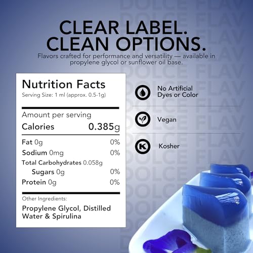 Image of Dolce Flav Natural Blue Food Coloring - 2 oz Vibrant Plant-Based Color from Spirulina | Water-Soluble Liquid Dye for Baking, Drinks & Frostings | Graduated Dropper Included | No Artificial Dyes | Kosher | Made in USA