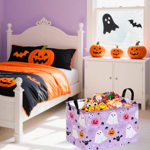 Image of Halloween Storage Basket Home Shelf Basket Rectangle Organizer Box Clothes Laundry Hamper Nursery Bin Gift Laundry Basket with Handles