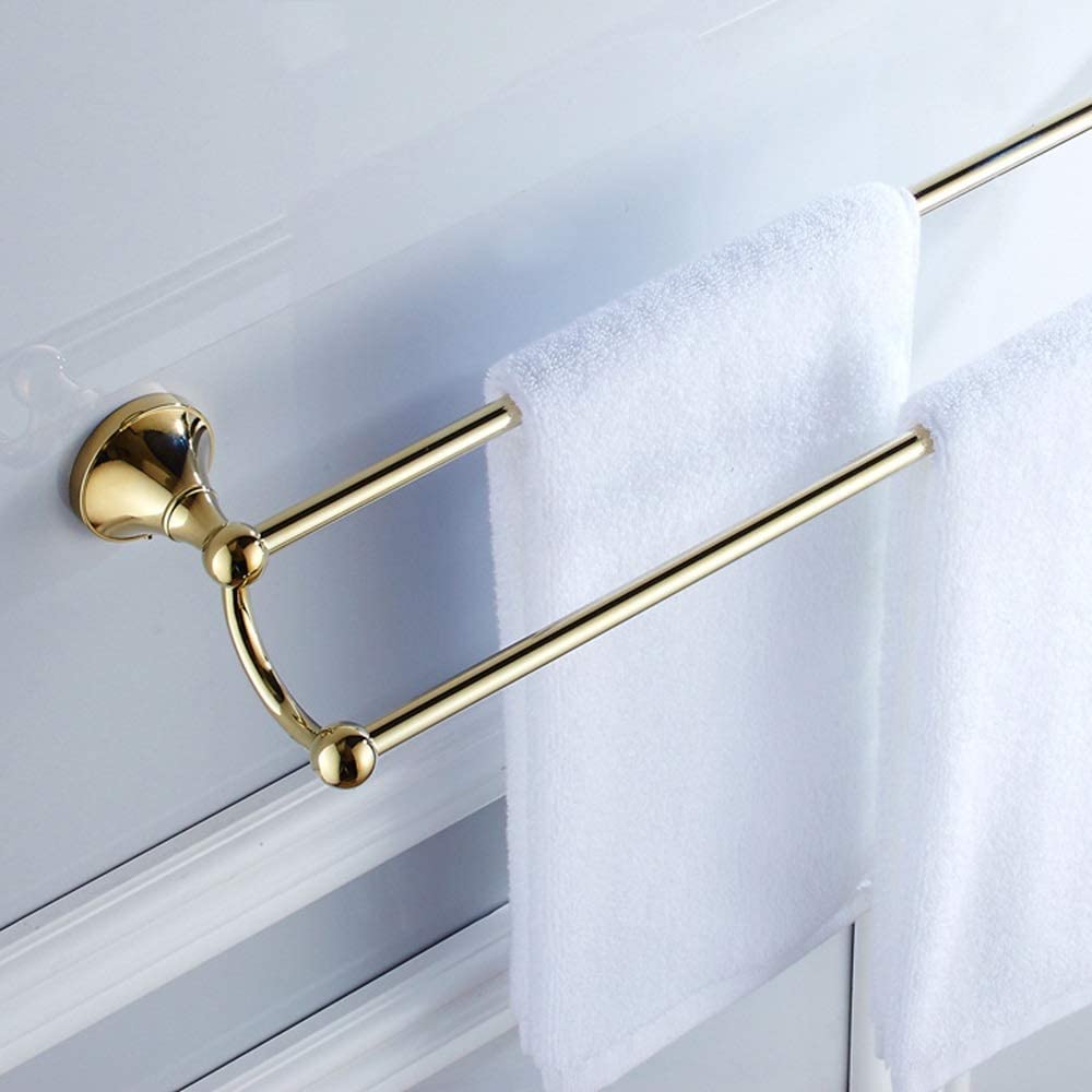 Bathroom Shelves Copper Gold Double Towel Rack Bathroom Hardware Bathroom Accessories Bathroom Polishing Plate Towel Rack Towel Bar
