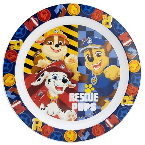 STOR Assiette Enfant Pat' Patrouille en Plastique 938ml - Compatible Micro-ondes, Sans BPA, Design Ergonomique pour Enfants