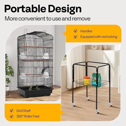 image for VIVOHOME 64 Inch Bird Cage with Play Top and Rolling Stand for Parrots