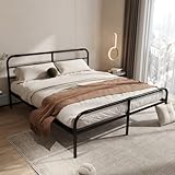 Emiosmt 14 Inch Queen Size Metal Bed Frame with Headboard and Footboard,2500lbs Heavy Duty Steel Sla