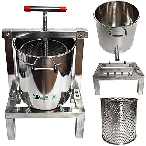 DIY Large Fruit Honey Presser Beeswax Extractor Beekeeping Machine and Cider, Wine, Grape, Apple Press extractor for Wine and Juice Making with 20L Keg and 10L Stainless Steel Strainer Cover
