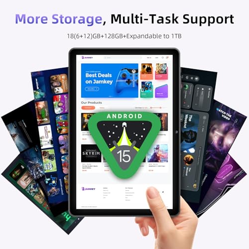 Image of 10 Inch Tablet, Android 15 Tablets with case, 18 GB RAM + 128 GB ROM(Expand to 1TB), Octa-Core, 1280x800 IPS HD Touchscreen, 5MP+8MP Dual Camera, BT5.0, 6000mAh, Widevine L1